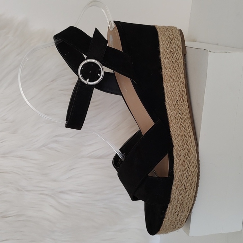 Big Buddha Black Espadrille Wedge/Platform Sandals/ Size 9 - Picture 5 of 11